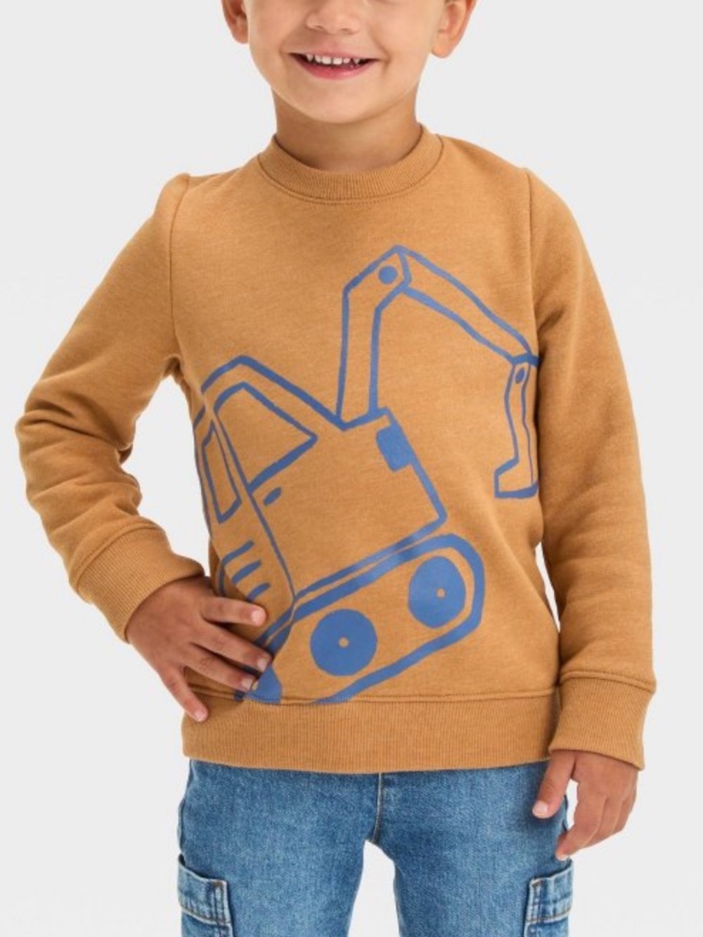 CAT AND JACK Toddler Boy Construction Printed Fleece Sweater